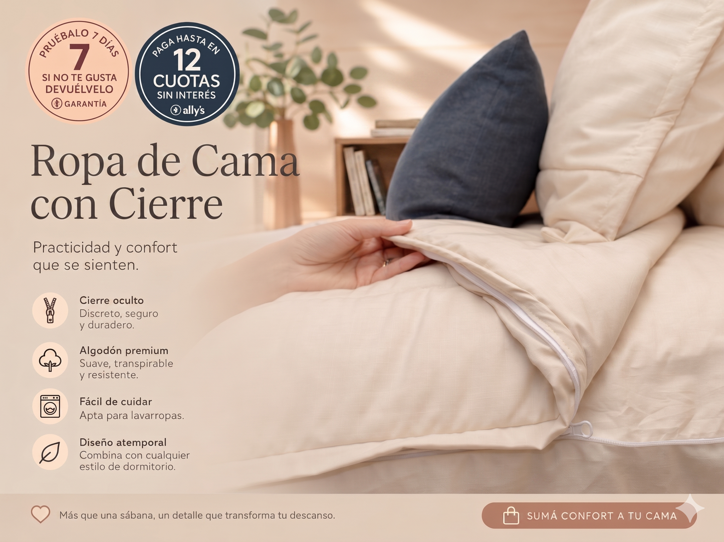 Set ropa de cama todo en uno Beige