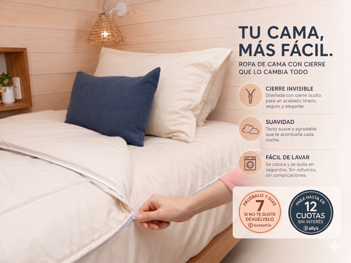 Set ropa de cama todo en uno Beige
