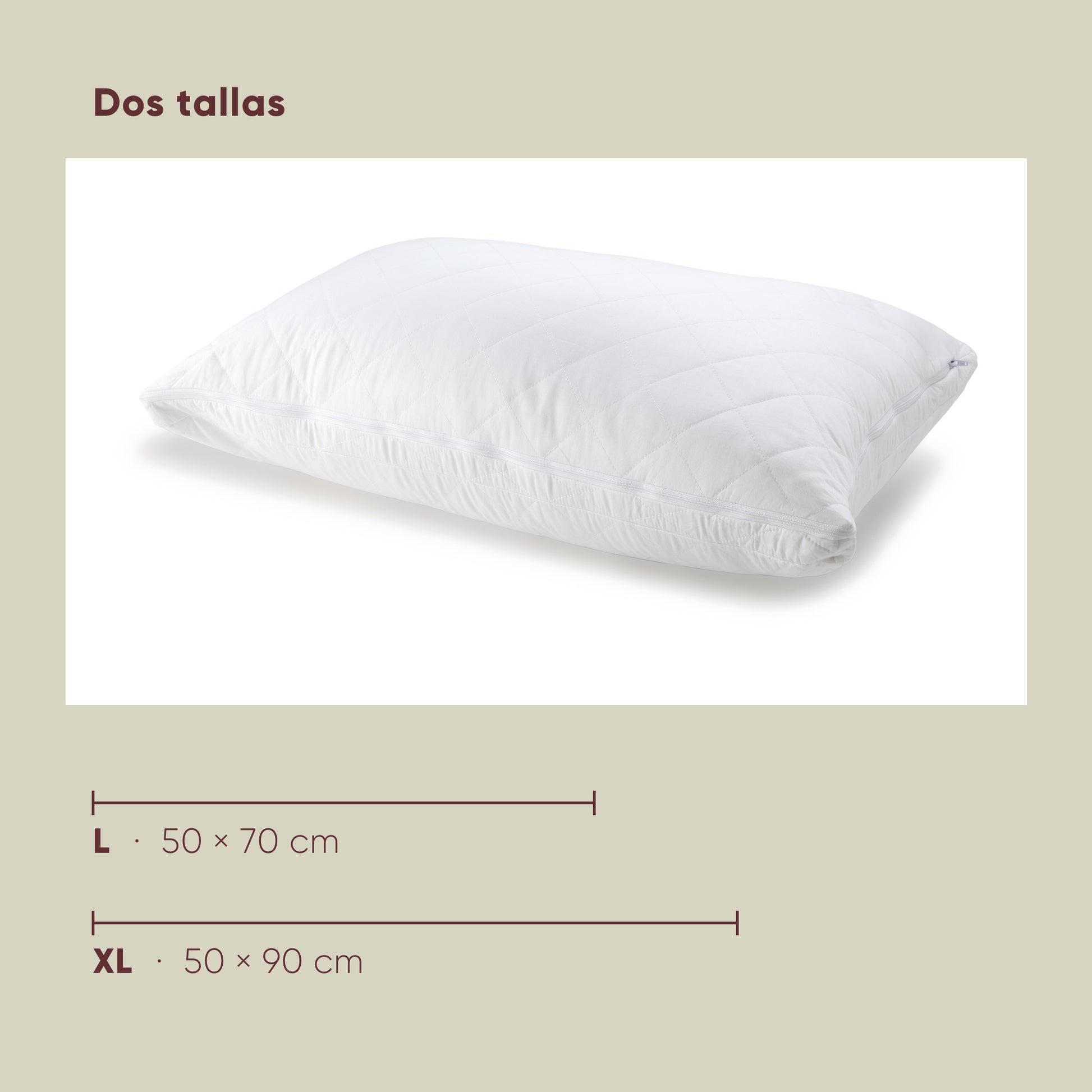 Almohada Ajustable ally's — dos tallas disponibles: L 50 x 70 cm y XL 50 x 90 cm