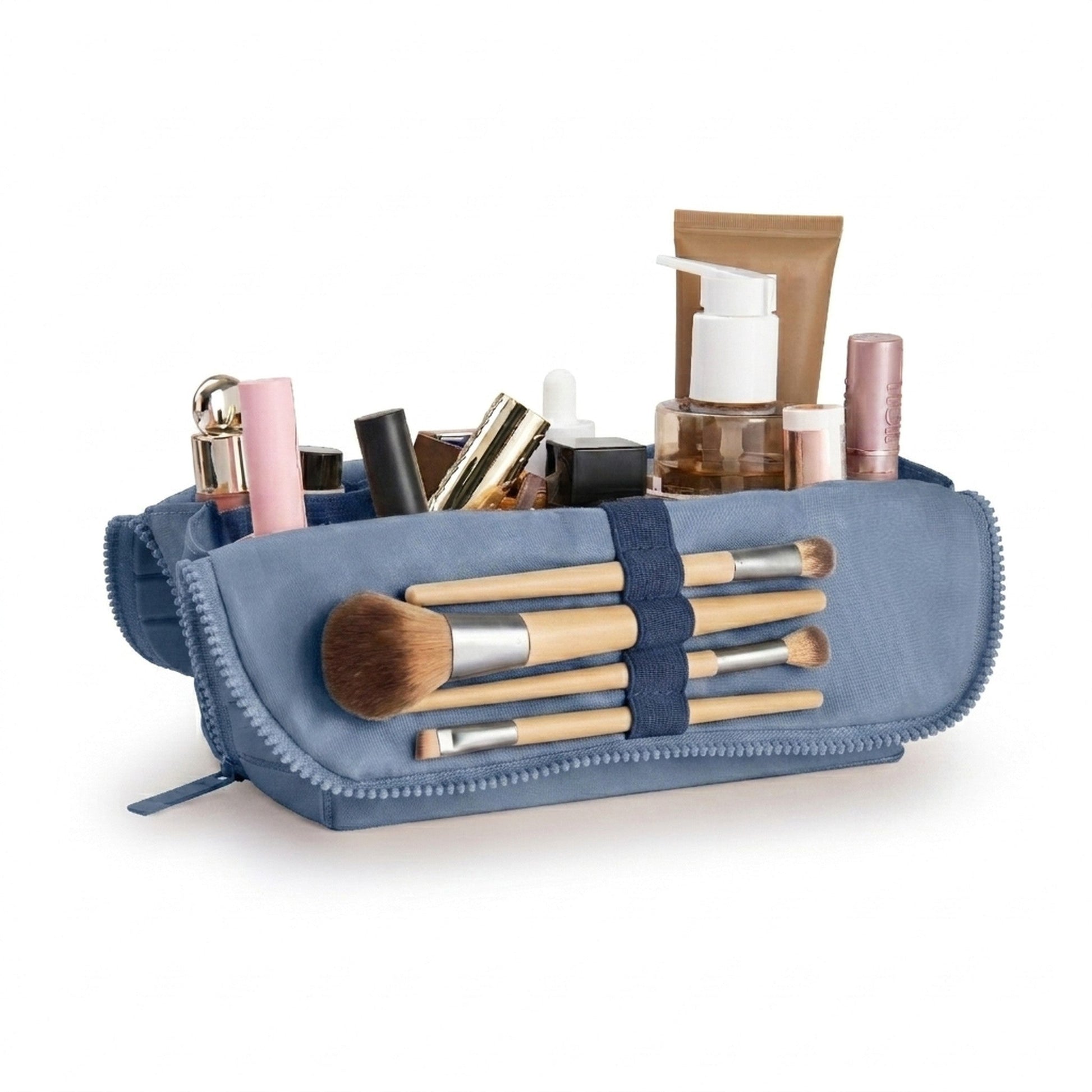 Compartimento abatible con brochas del Cosmetiquero ally's Azul Acero