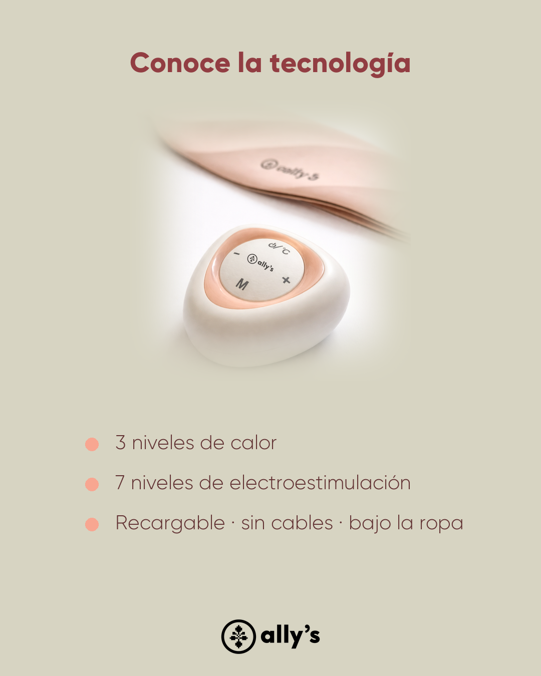 Tecnología: 3 niveles de calor y 7 de electroestimulación