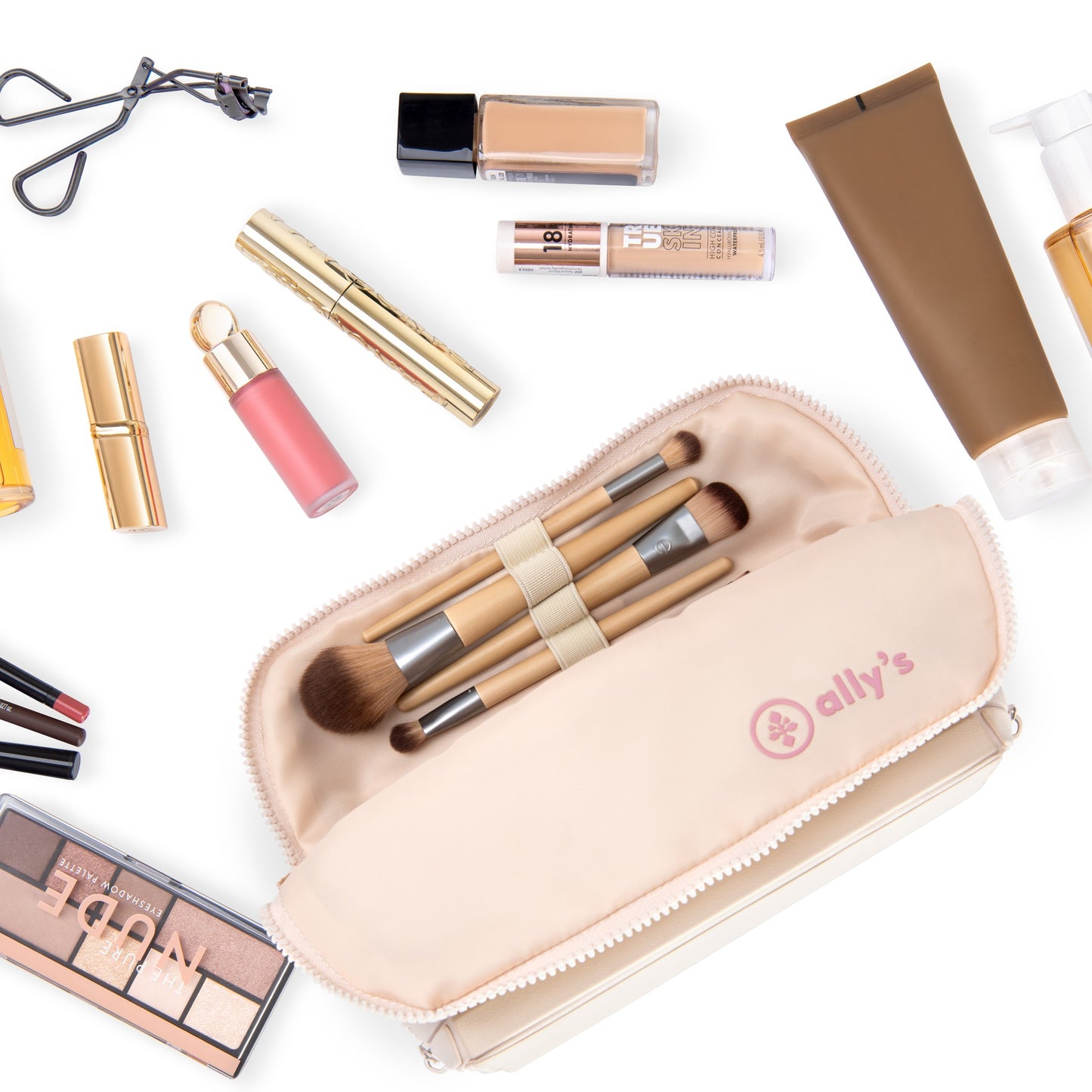 Compartimento abatible con brochas del Cosmetiquero ally's