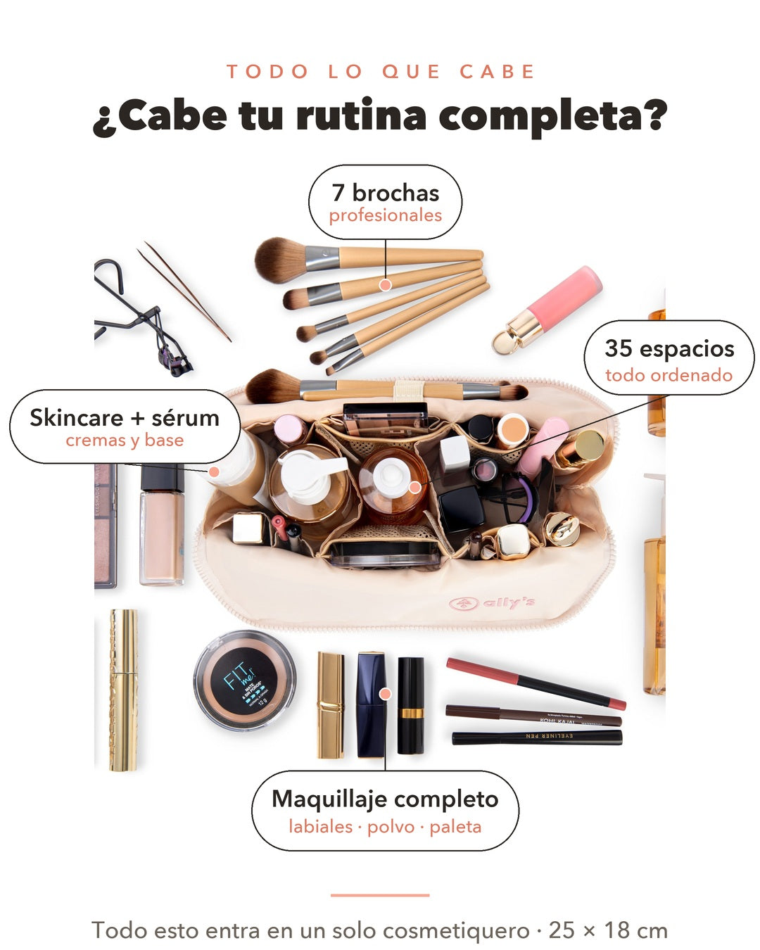 Todo lo que cabe en el Cosmetiquero ally's: rutina completa de skincare y maquillaje