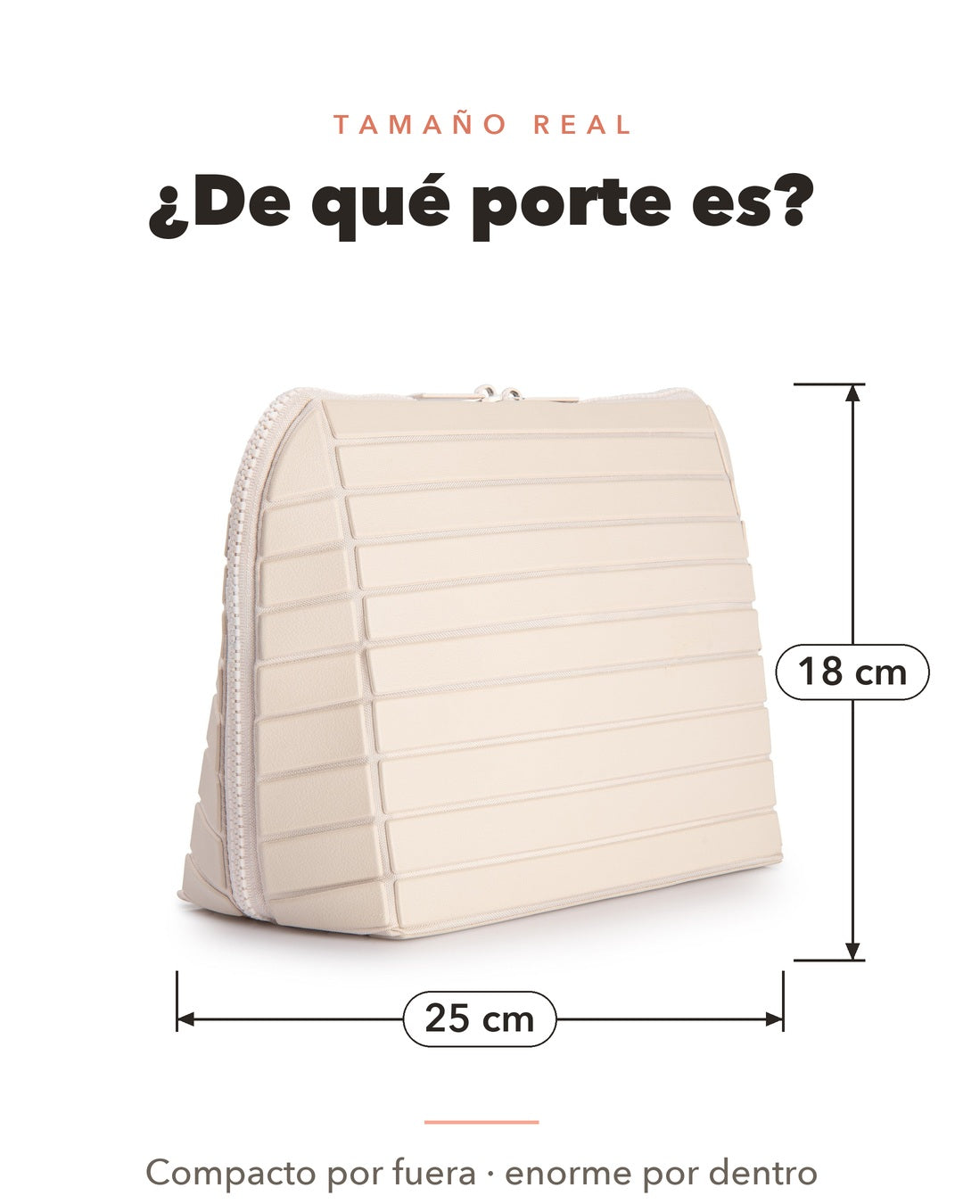 Medidas del Cosmetiquero ally's Beige: 25 x 18 cm