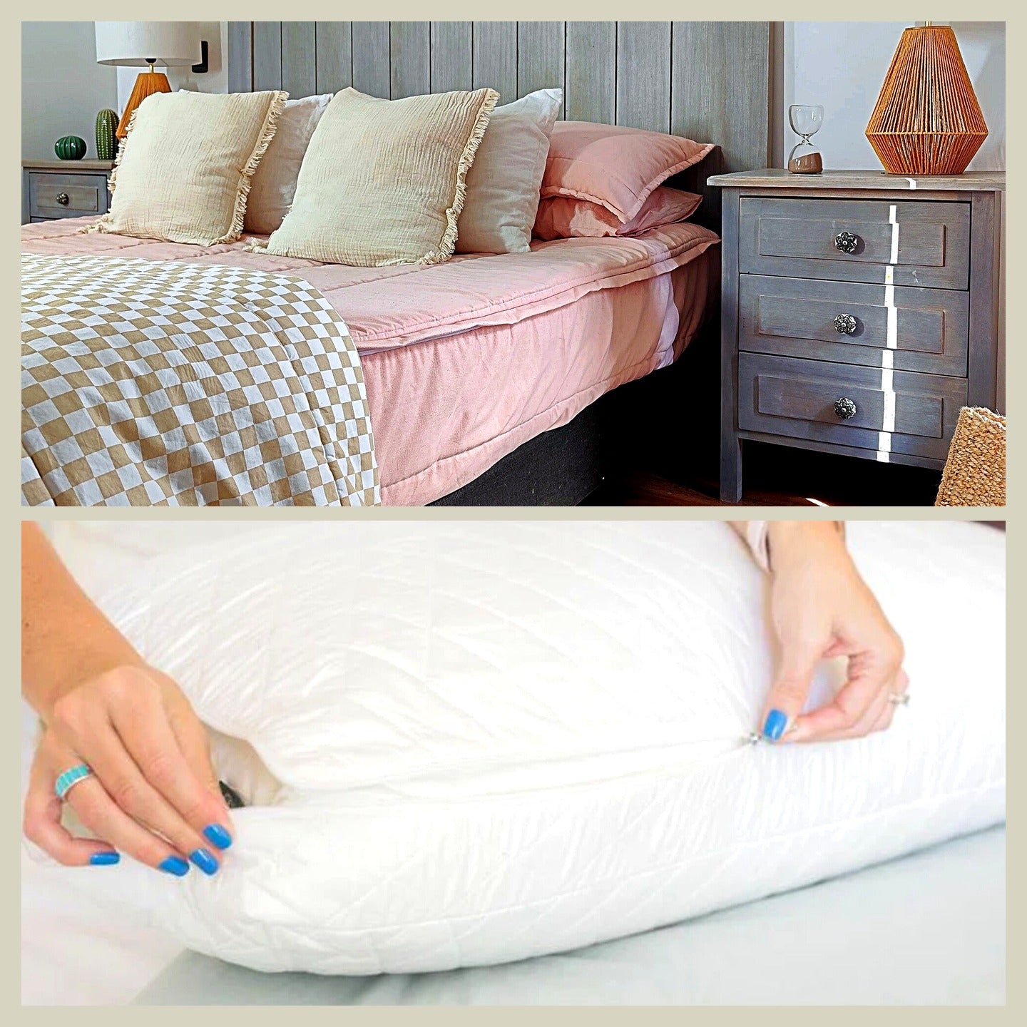 El Dúo del Descanso — Plumón Minky y Almohada Ajustable juntos