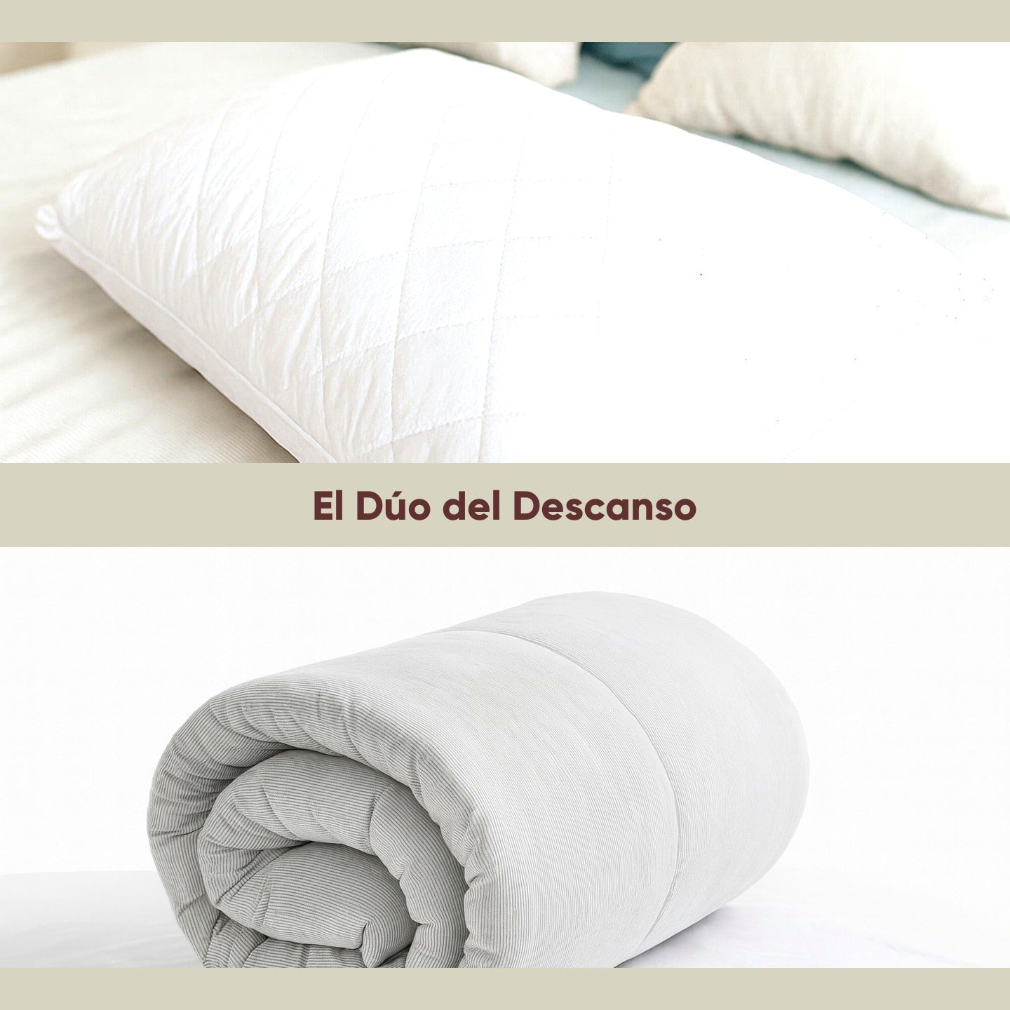 El Dúo del Descanso — Almohada Ajustable + Plumón Minky · composición bundle