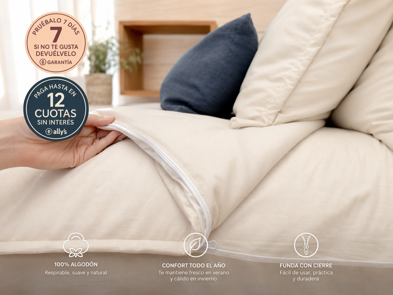 Set ropa de cama todo en uno Beige